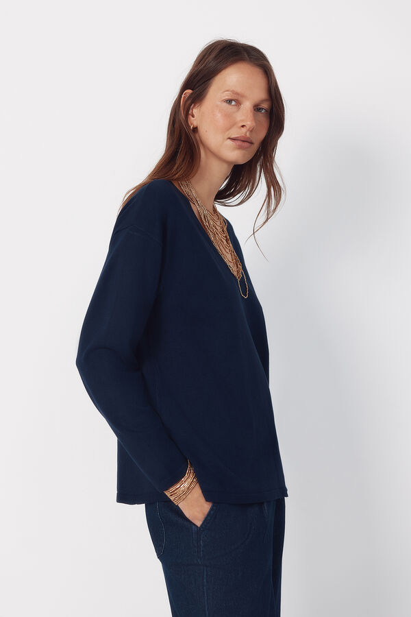 Cortefiel V-neck jumper Navy