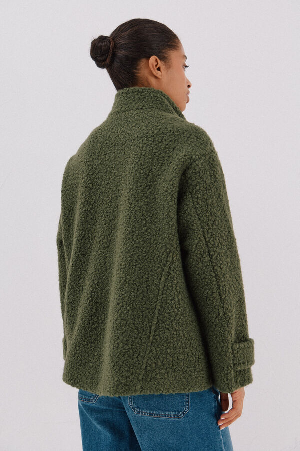 Cortefiel Short soft fabric coat Green
