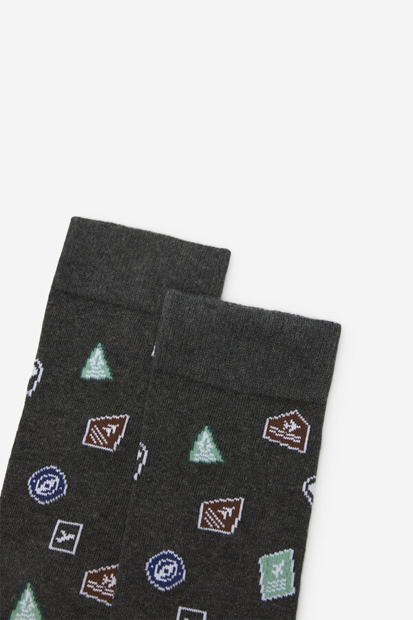 Cortefiel Calcet&iacute;n dibujo viaje Gris