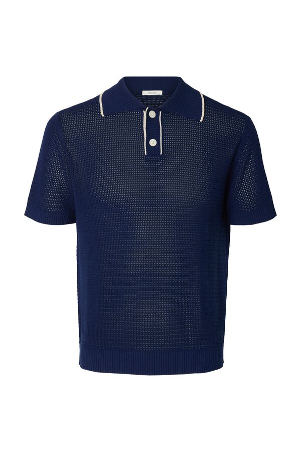 Selected Polo de malha manga curta Azul