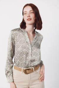 Cortefiel Printed satin mandarin shirt