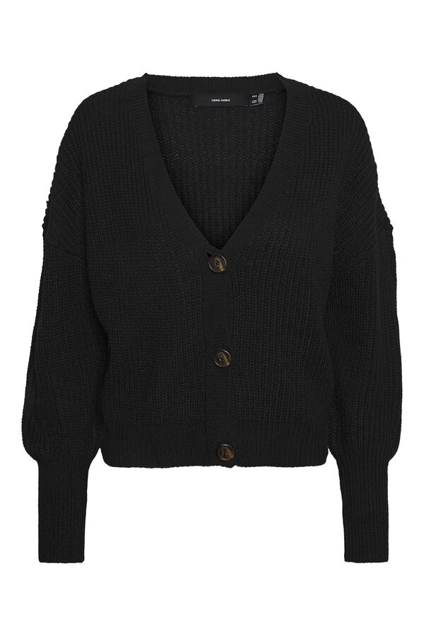 Cortefiel Long sleeve cold jersey-knit jacket Black