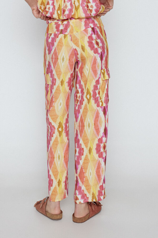 Cortefiel Printed cargo trousers Printed red