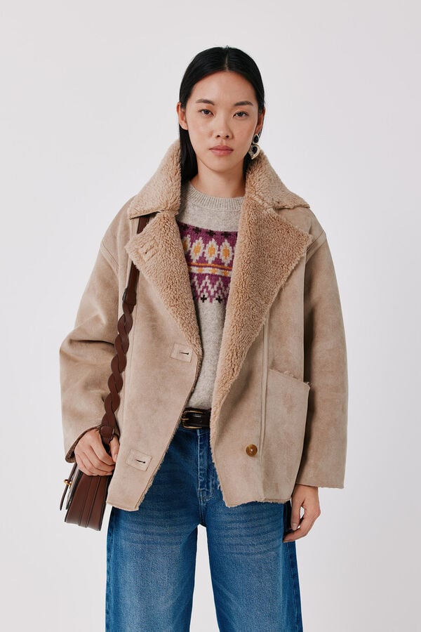 Cortefiel Double-faced jacket Dark brown