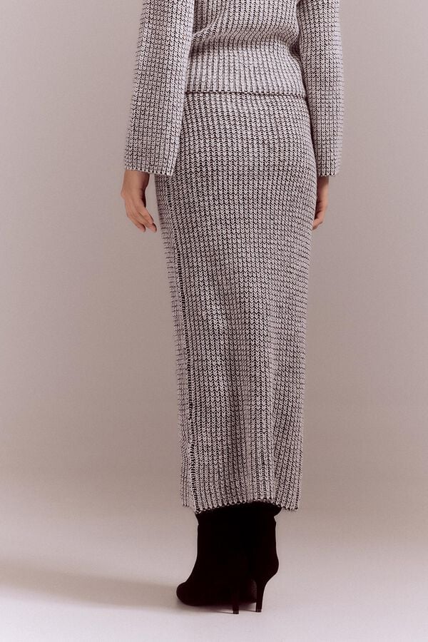 Cortefiel Skirt with veneered jersey-knit Printed grey