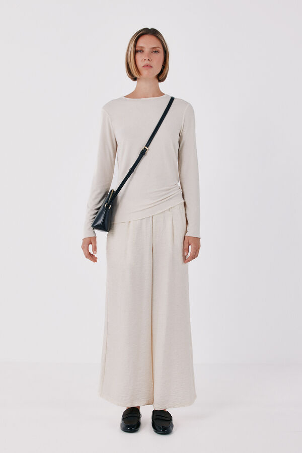 Cortefiel Long sleeve basic T-shirt Ivory