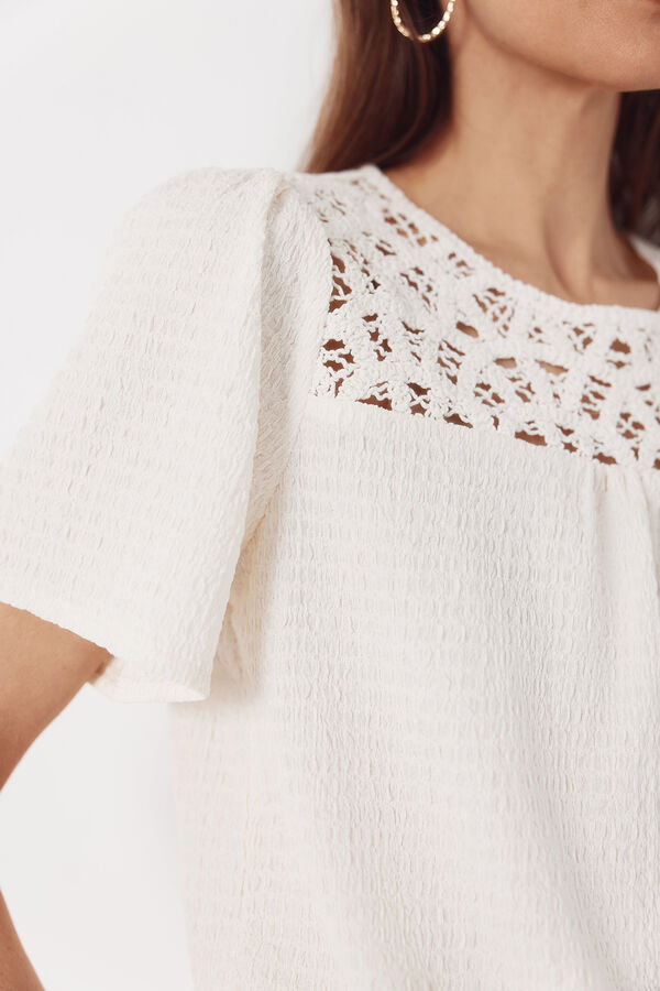 Cortefiel Combined guipure top Ivory