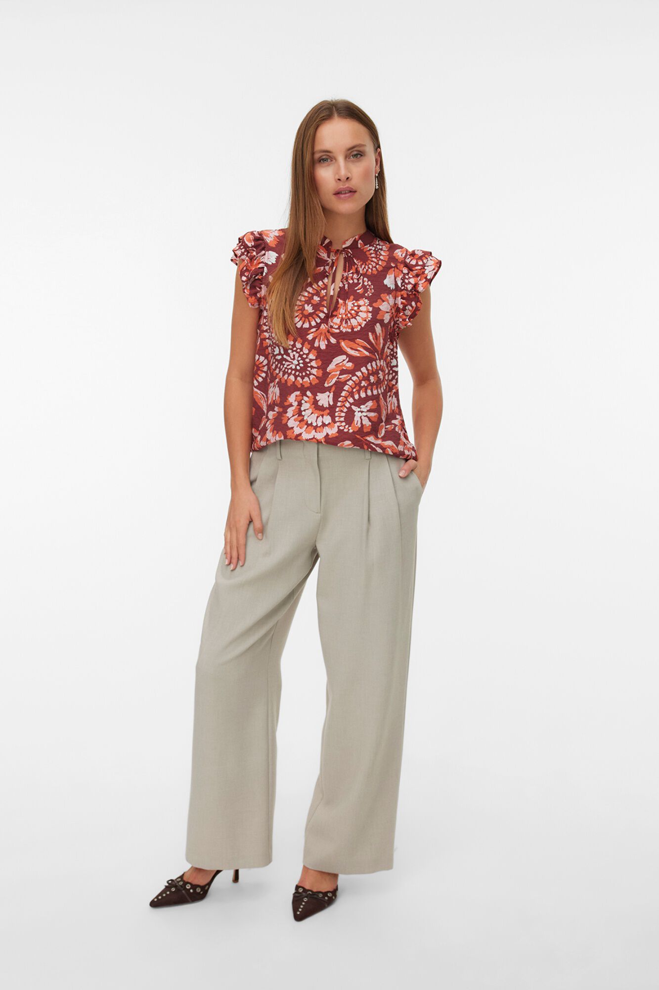 Vero Moda Top manga sisa con volantes