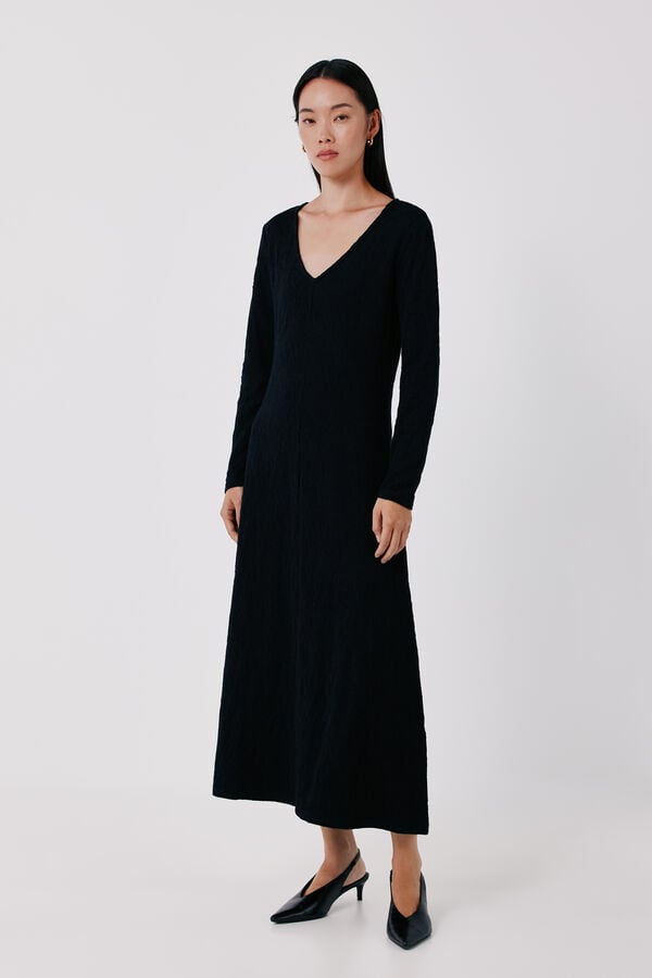 Cortefiel Jacquard dress Black