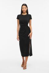 Vila Vestido midi de manga curta em modal Preto