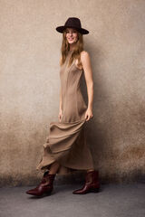 Slowlove Vestido em algod&atilde;o melange Tostado
