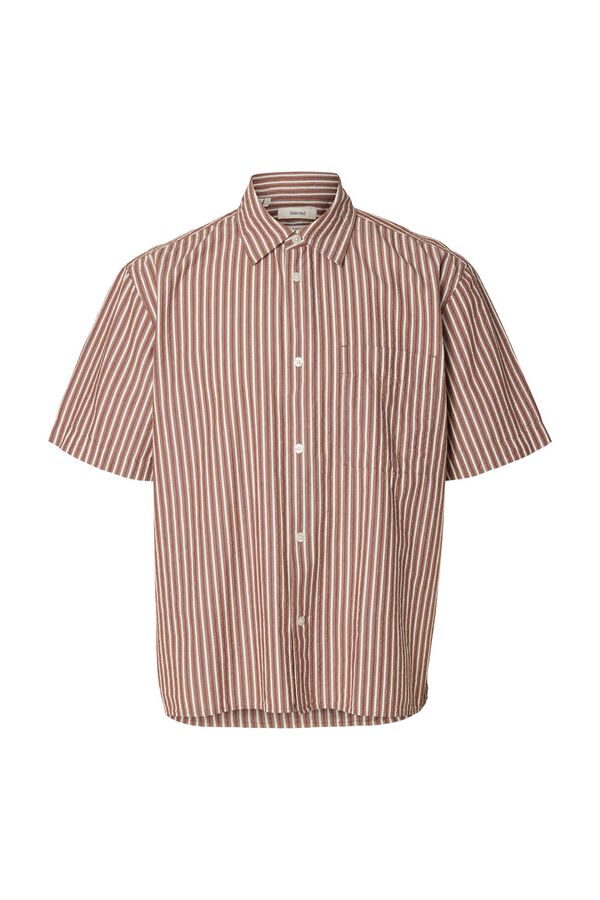 Selected Camisa tejido estructura manga corta Rojo