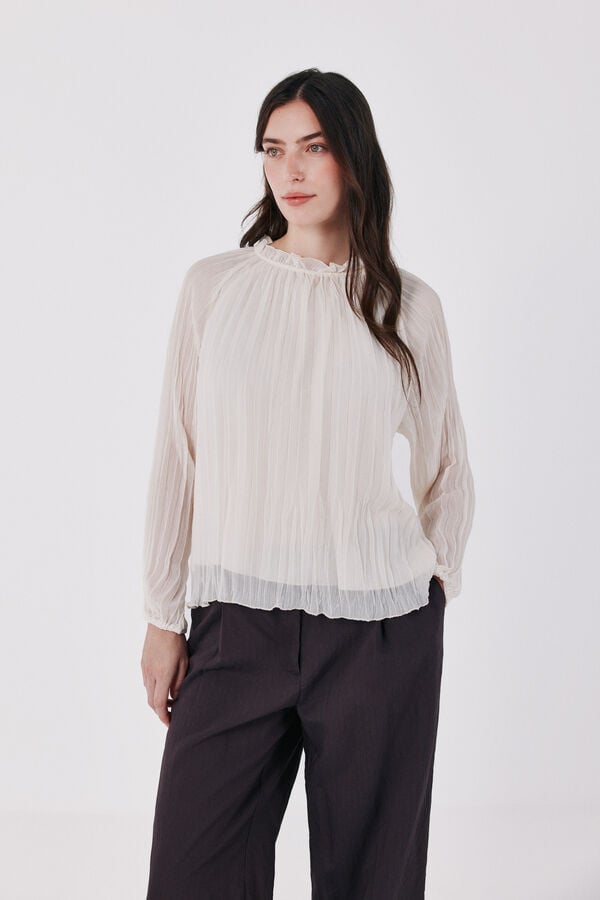 Cortefiel Pleated blouse Ivory