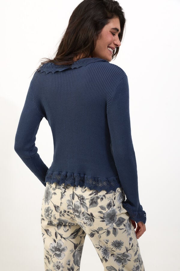 Slowlove Camisola de malha efeito degrad&ecirc; Azul