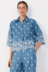 Cortefiel Embroidered shirt Blue