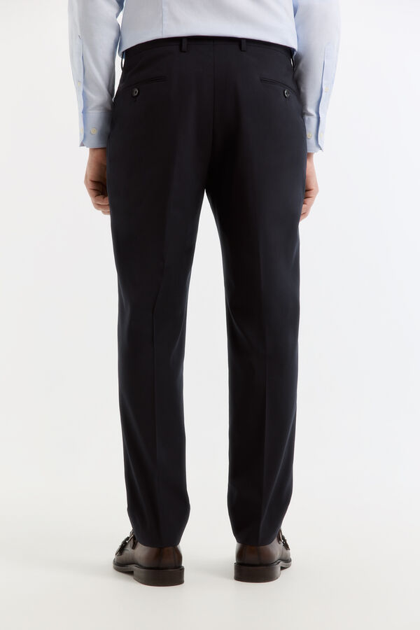 Cortefiel Cal&ccedil;a slim em tecido inteligente xadrez navy Azul