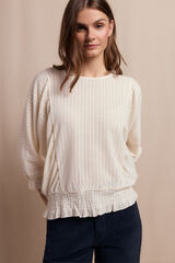Slowlove Camiseta rústica estruturada com manga balão Ecru