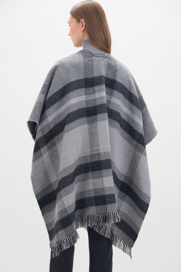 Cortefiel Poncho reversible jacquard Estampado gris