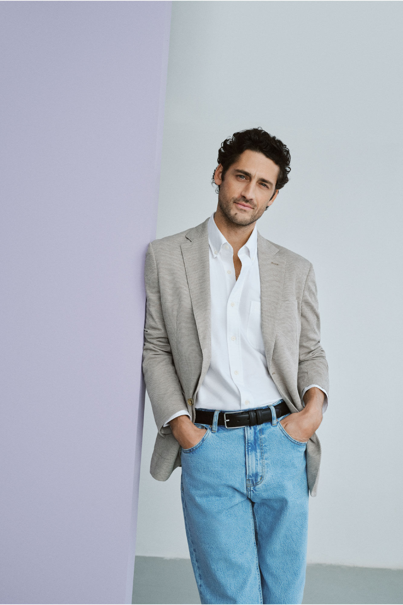 Cortefiel Blazer-style coordinated linen blend