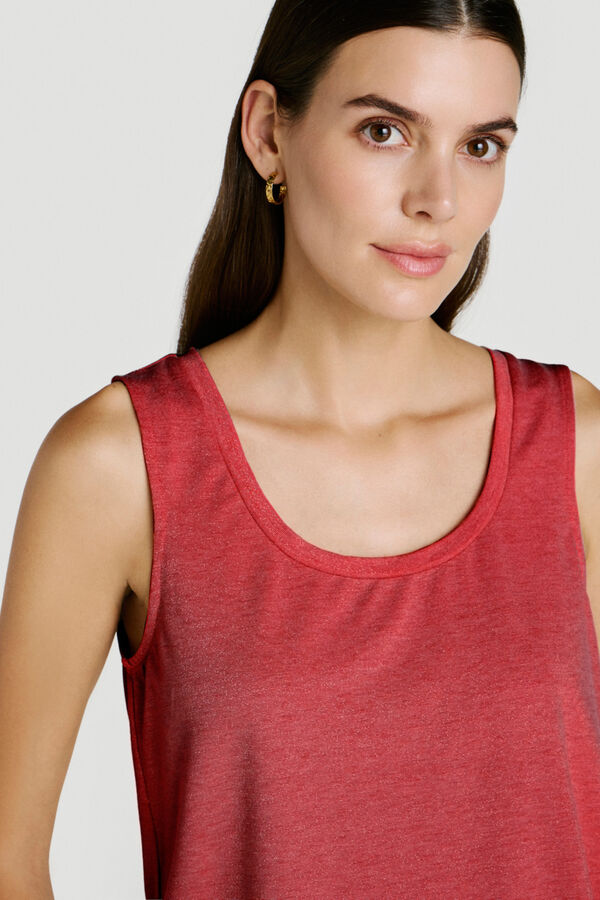 Vila Top de mulher sem mangas com l&uacute;rex Vermelho