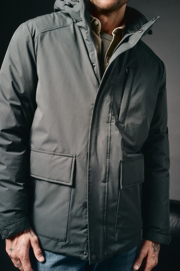 OOTO Parka acolchoada capuz Cinzento