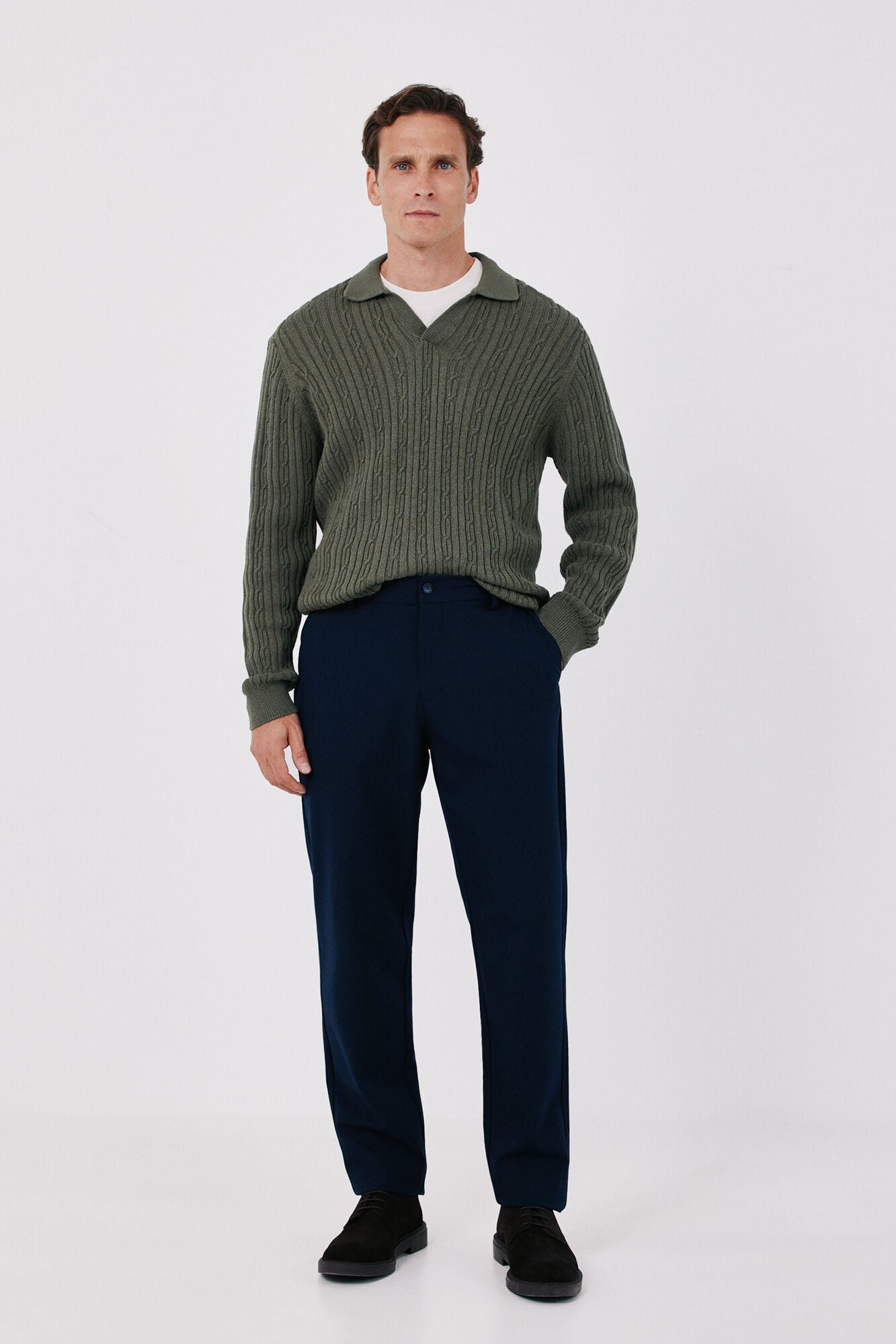 Cortefiel Twisted cotton cable knit jumper