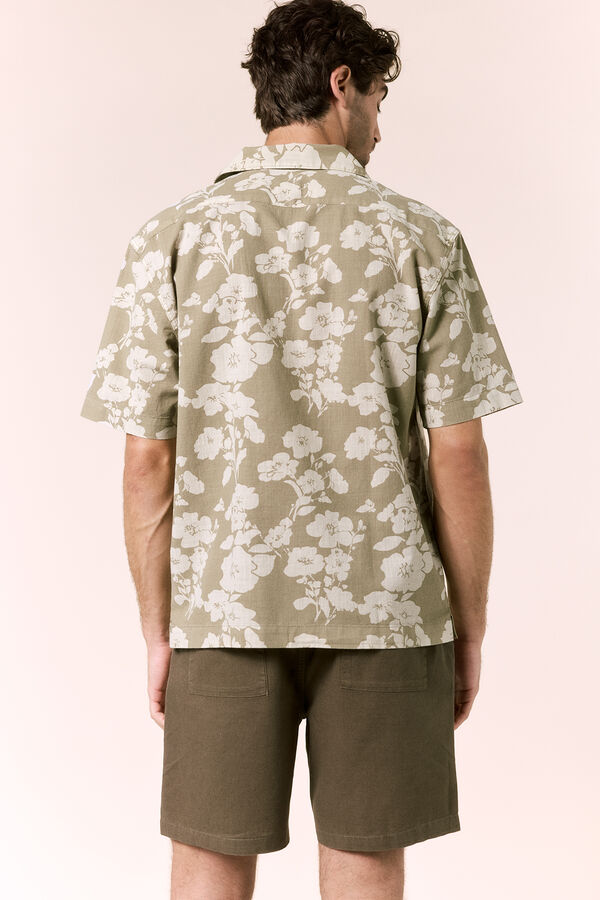 OOTO Camisa estampada em algod&atilde;o de manga curta Verde