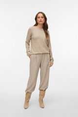 Vero Moda Camisola feminino de malha com lurex Tostado