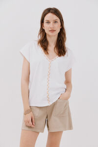 Cortefiel V neck braided t-shirt