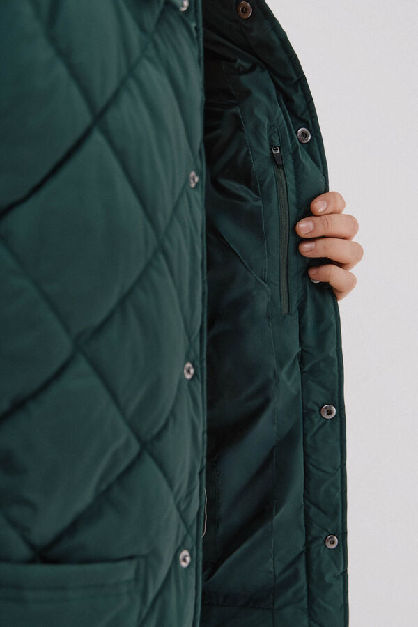 Cortefiel Quilted overshirt Dark green