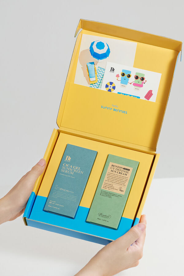 Benton Invisible SPF50 and SPF50+ sunscreen duo Yellow