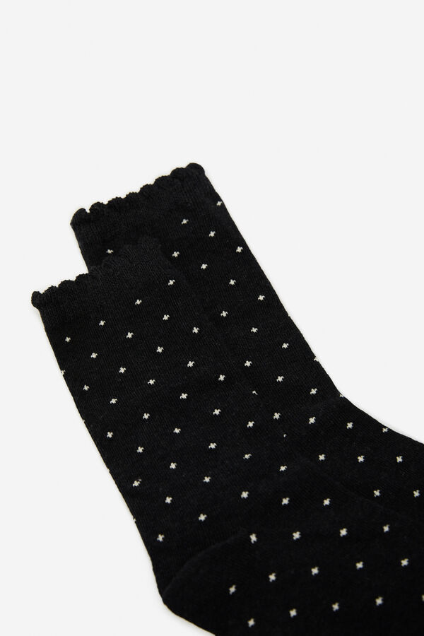 Cortefiel Long mini polka polka-dots socks Black