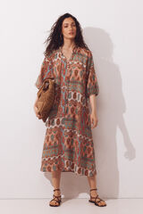 Cortefiel Wide printed kaftan Printed orange
