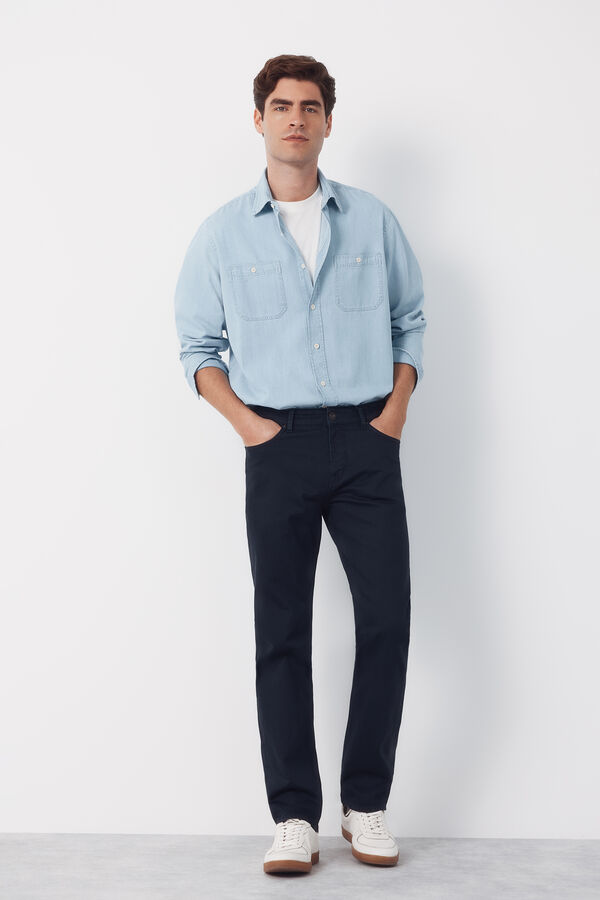 Cortefiel 5-pocket regular fit coloured trousers Navy