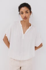 Cortefiel Camisa de cetim de manga curta Branco