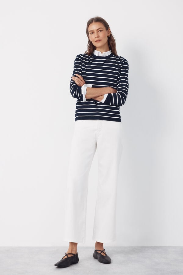Cortefiel Striped jersey-knit jumper Navy