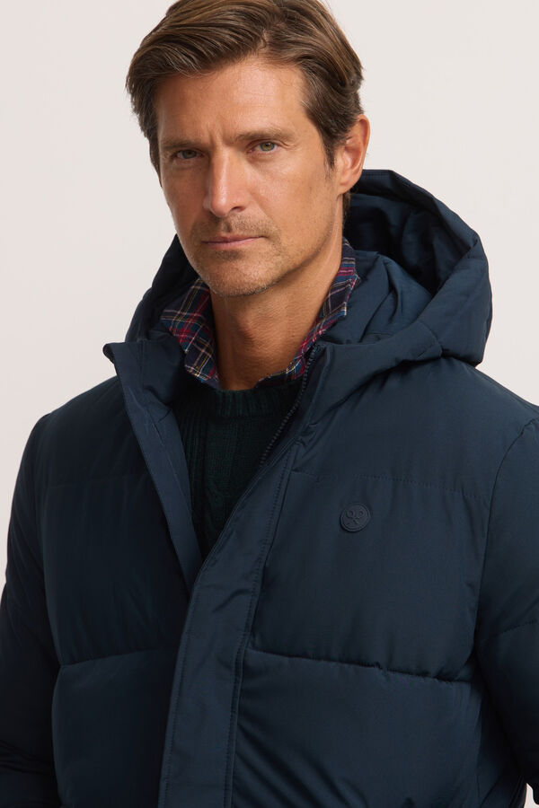 Silbon Casaco longo sobretudo com capuz Azul