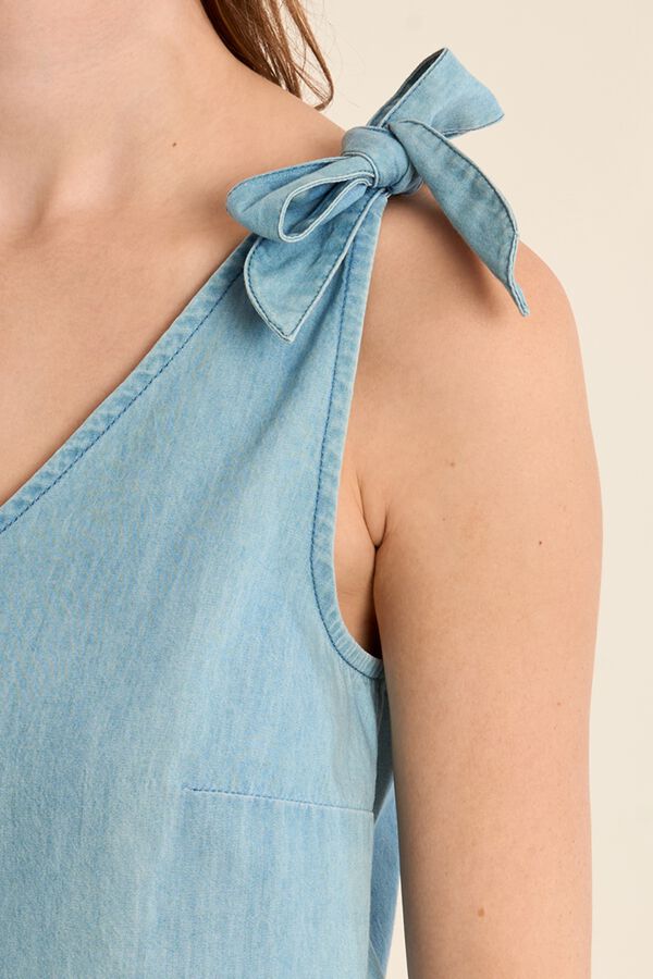 Molly Bracken Top de mulher de al&ccedil;as com la&ccedil;ada Azul