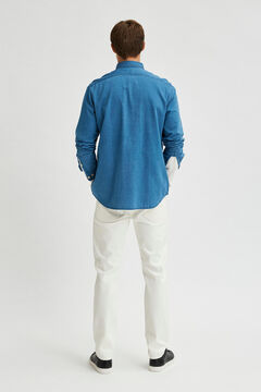 Cortefiel Organic denim shirt Royal blue