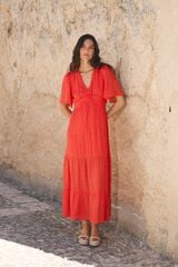 Pol&iacute;n Et Moi Vestido comprido Linda Vermelho