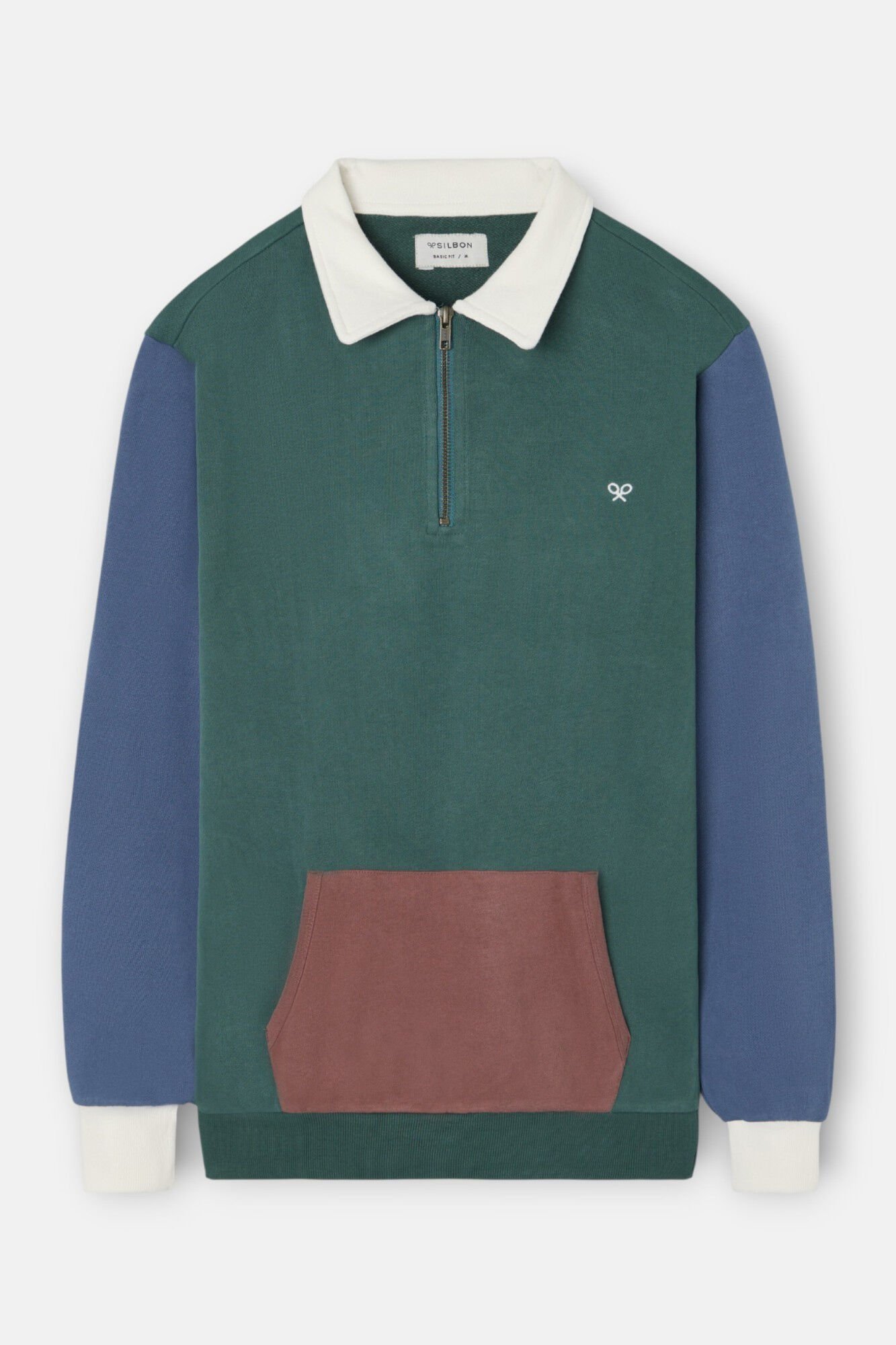 Silbon Sweatshirt com fecho-&eacute;clair pela meia