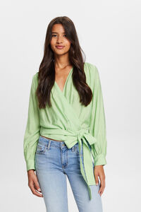 Cortefiel Plain colour viscose crossover blouse Green