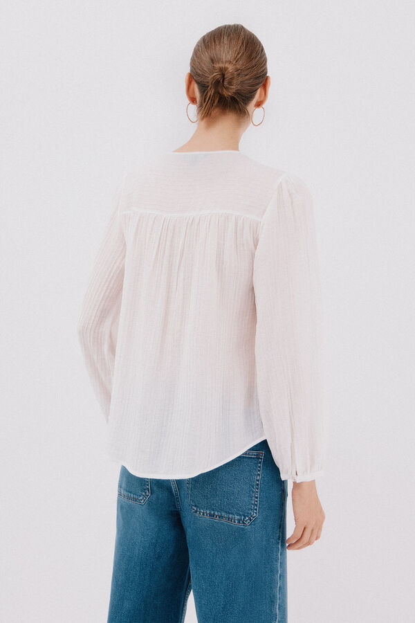 Cortefiel lace trim blouse White