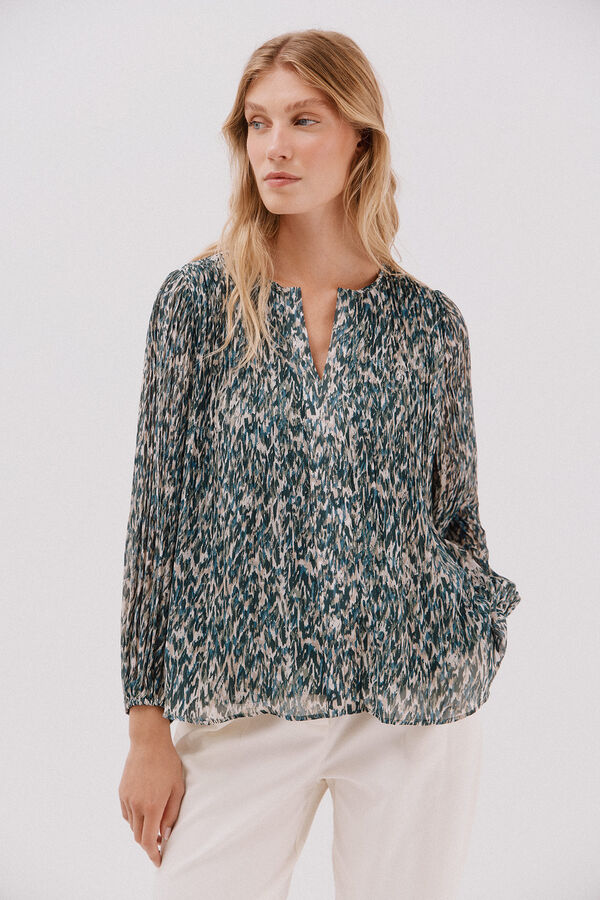 Cortefiel Contrast pleated blouse Multicolour