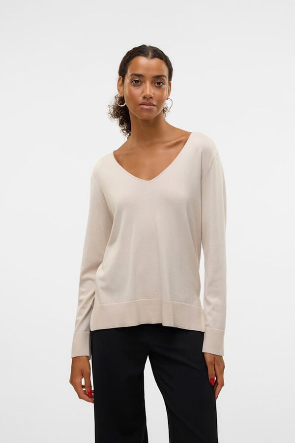 Vero Moda Camisola gola em bico Tostado