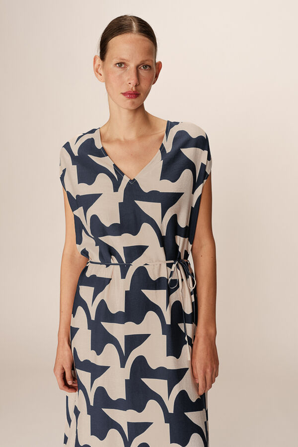 Grace & Mila Vestido longo com estampado geométrica Azul