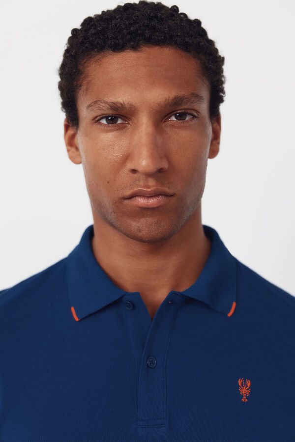 Cortefiel Embroidered polo shirt Blue