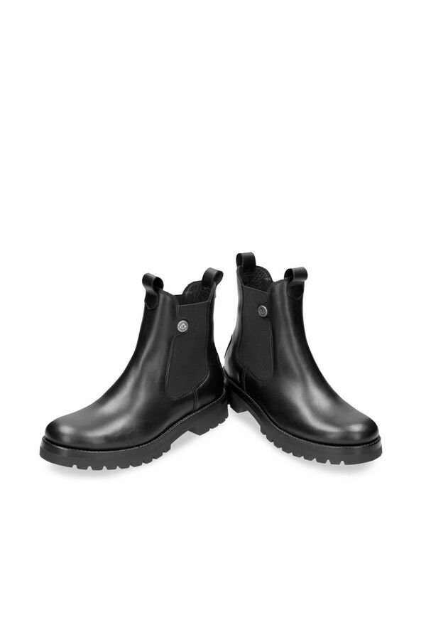 Cortefiel Leather boots with leather lining Black