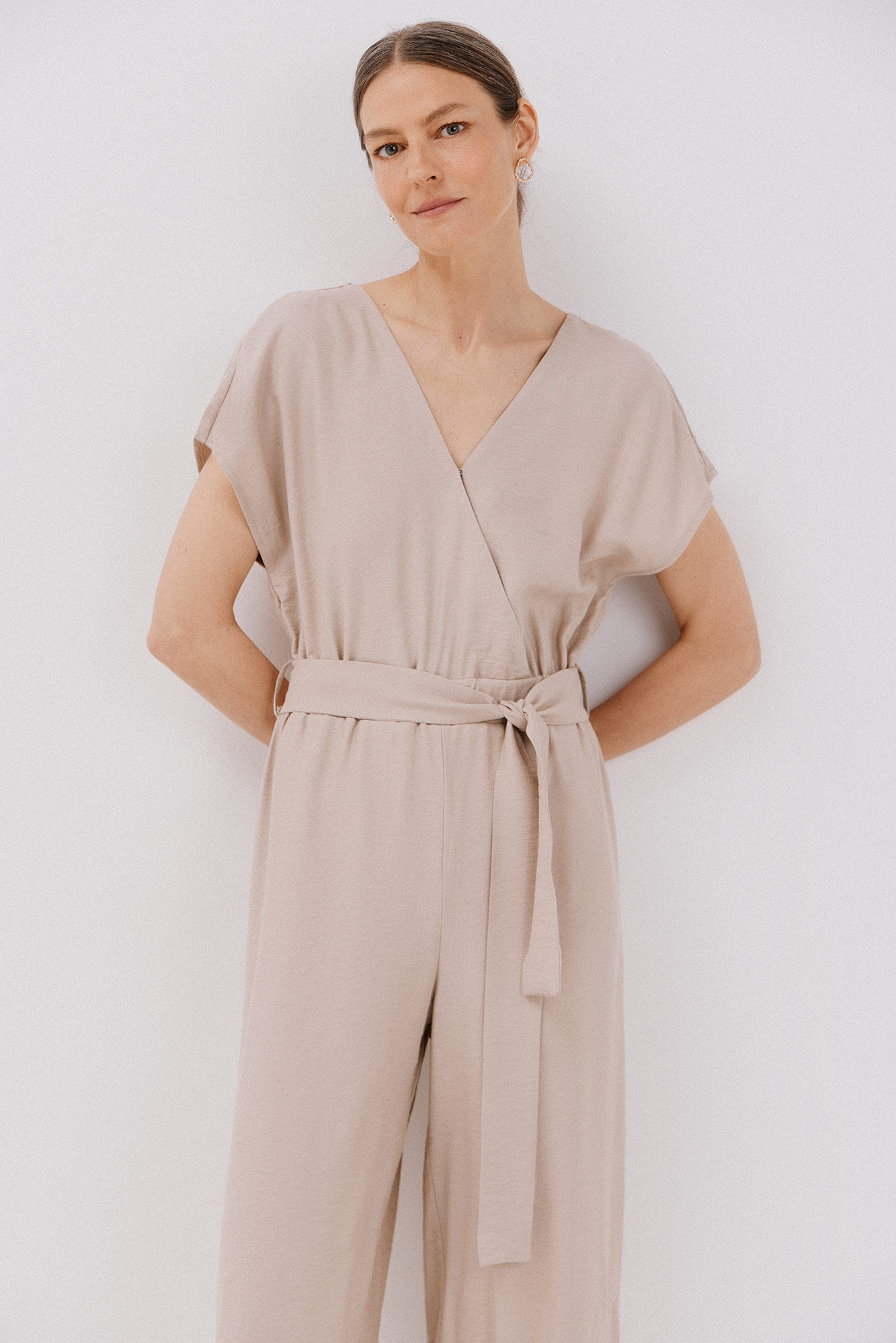 Cortefiel print crossover jumpsuit