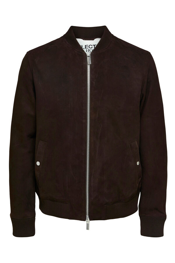 Selected 100% Suede Bomber Jacket.  Brown